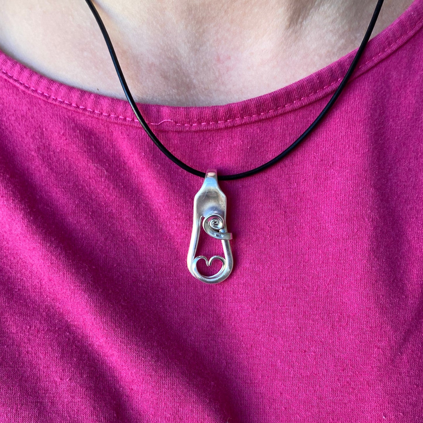 'Amour' Sterling Heart Fork Necklace