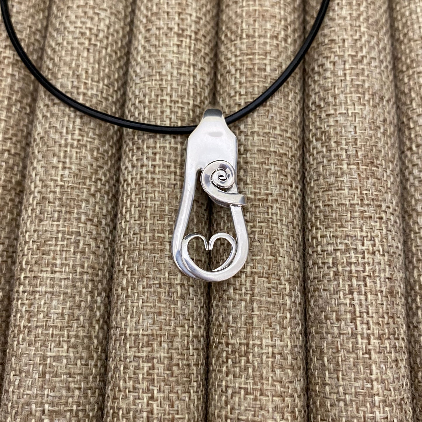 'Amour' Sterling Heart Fork Necklace