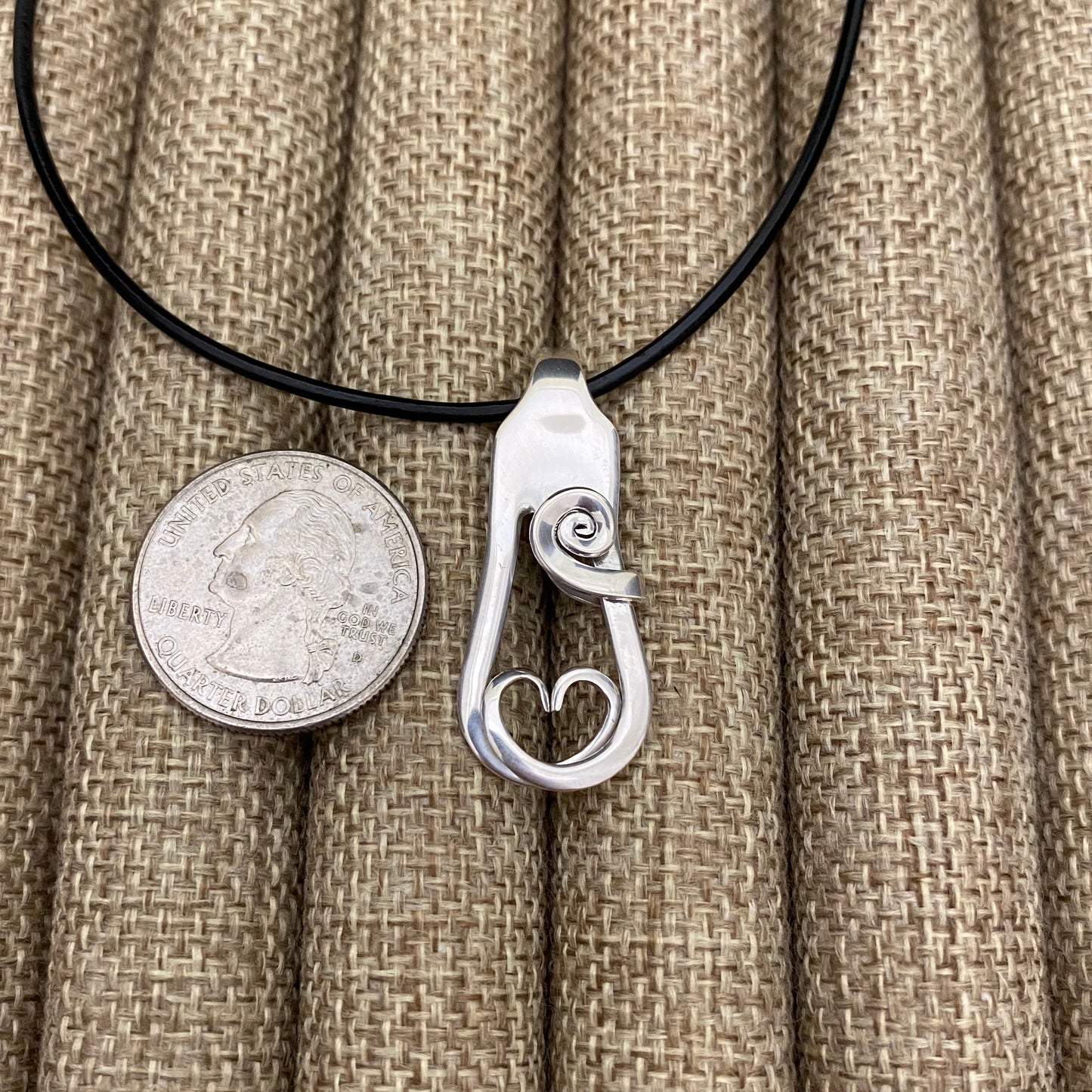 'Amour' Sterling Heart Fork Necklace