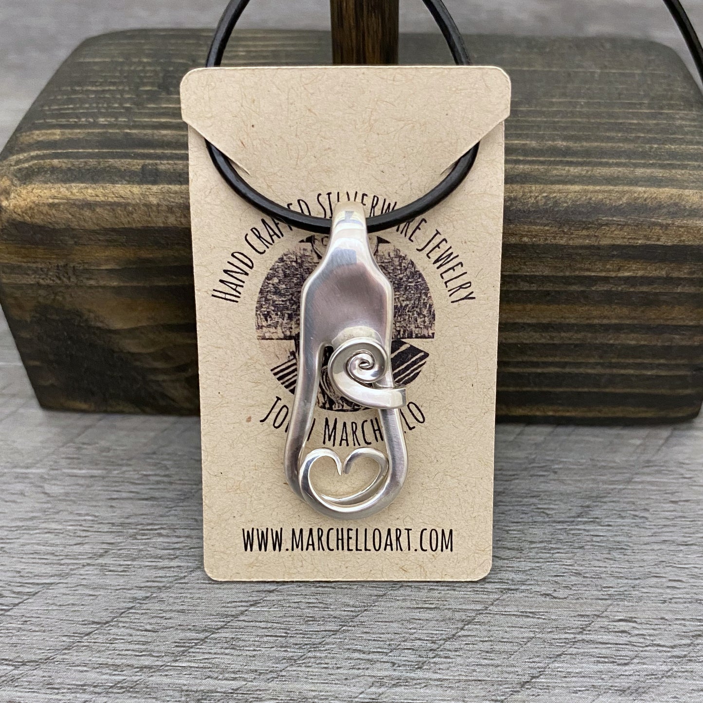 'Amour' Sterling Heart Fork Necklace