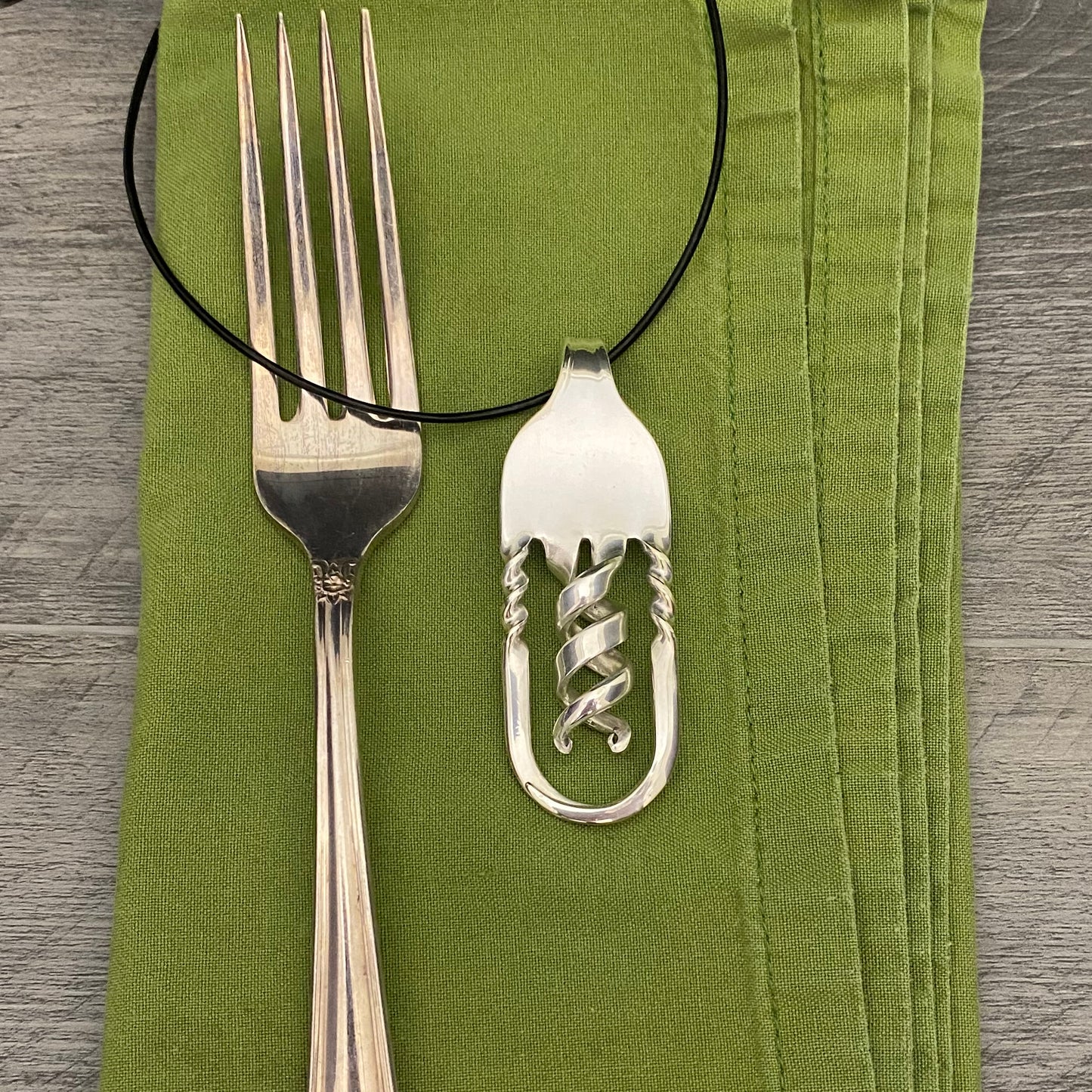 Spiral Recycled Silverware Necklace 'Ascension'