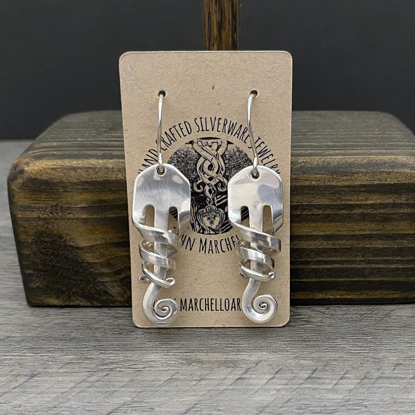 'Aurora' Sterling Spiral Fork Earrings