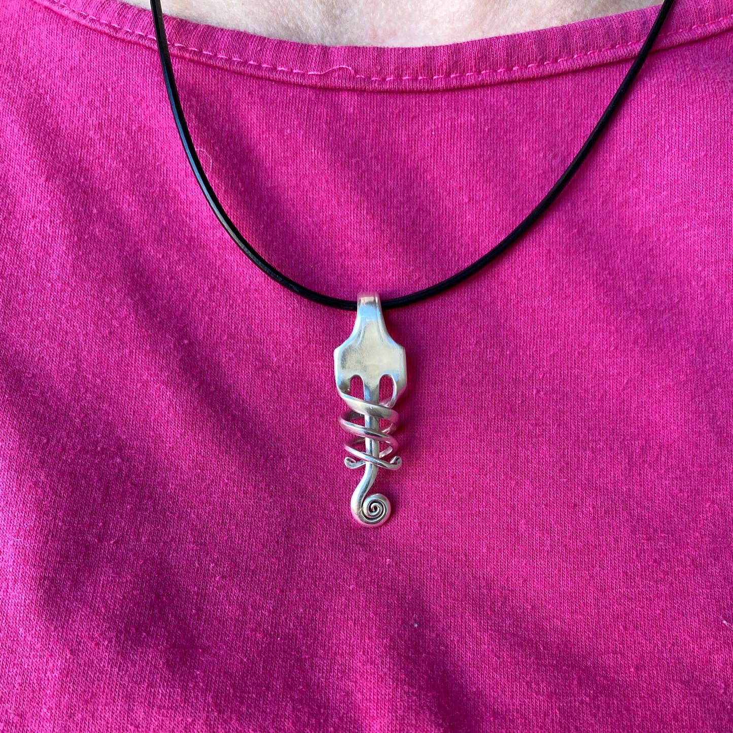 'Aurora' Sterling Silver Spiral Fork Necklace