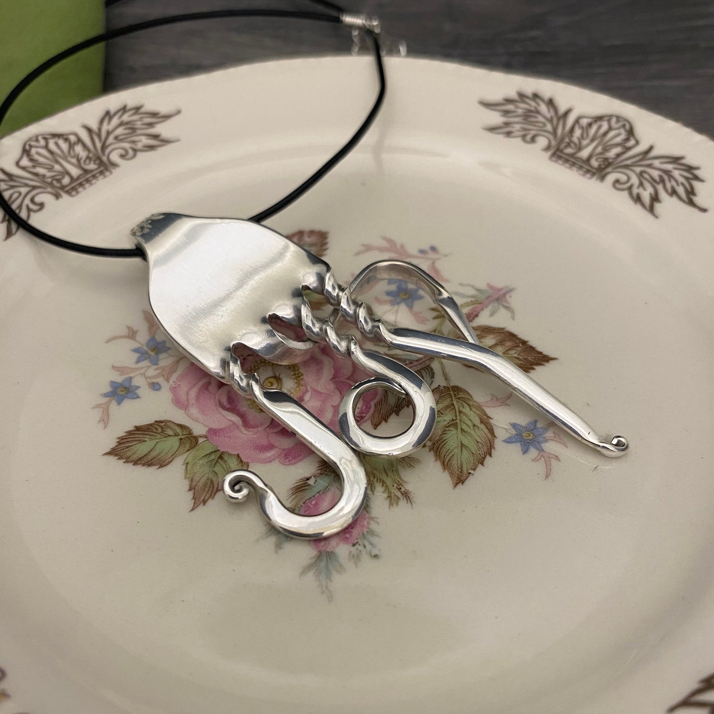 Statement Fork Necklace 'Joy' Written Word Jewelry
