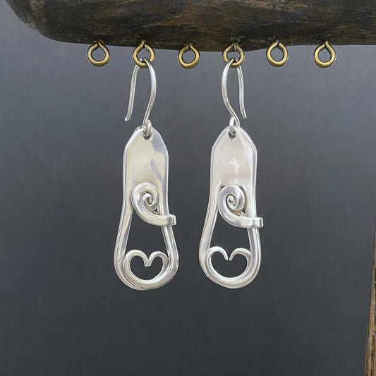 'Amour' Sterling Heart Fork Earrings