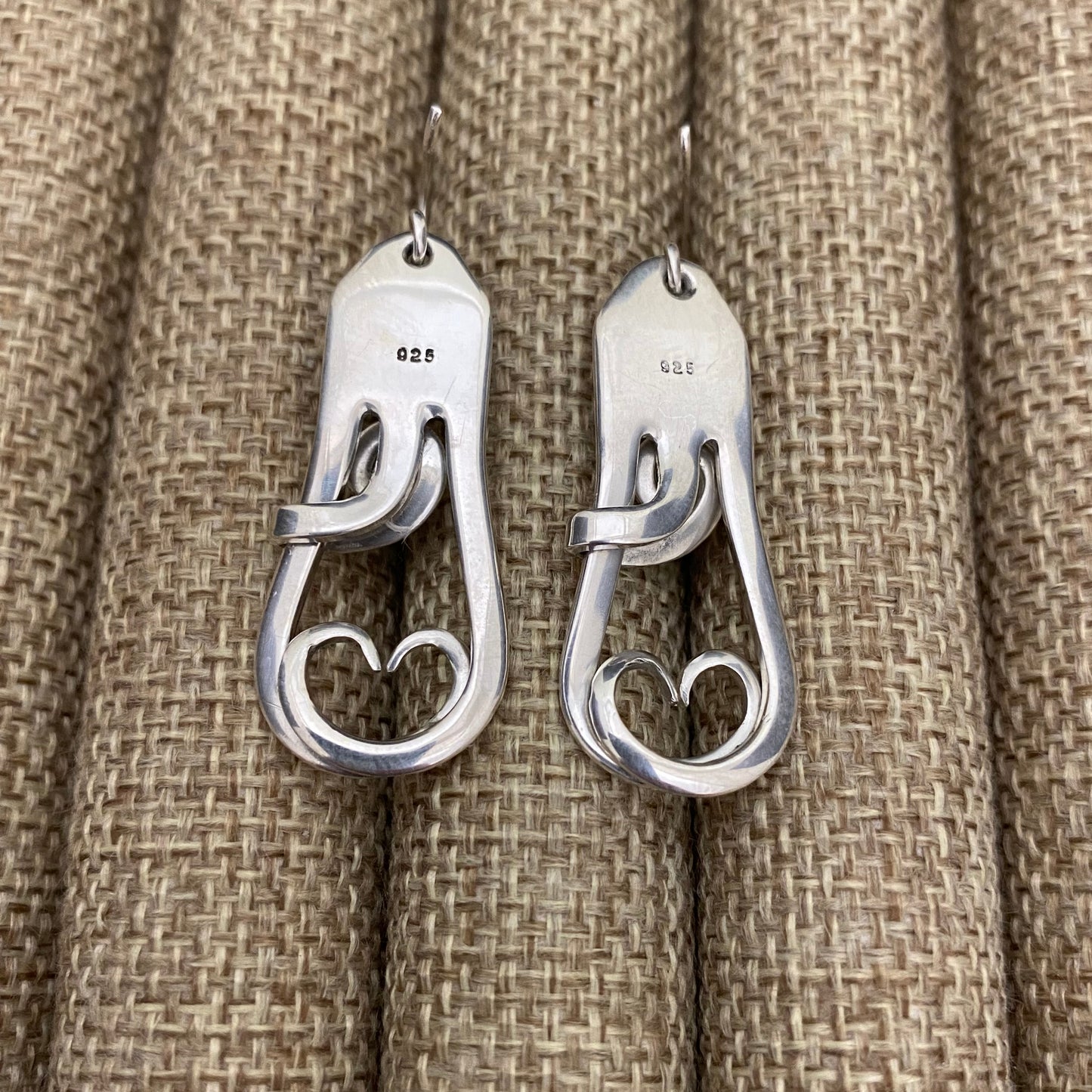 'Amour' Sterling Heart Fork Earrings