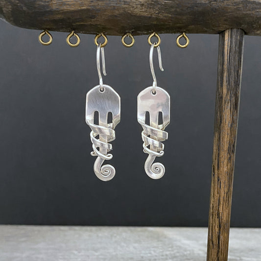 'Aurora' Sterling Spiral Fork Earrings