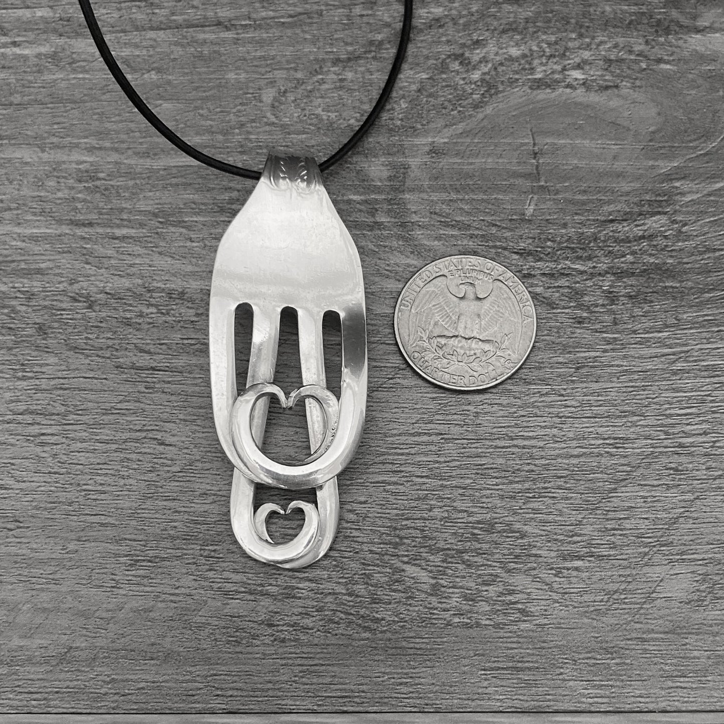 Recycled Fork Necklace with Hearts Made from Silverware 'Cherish'