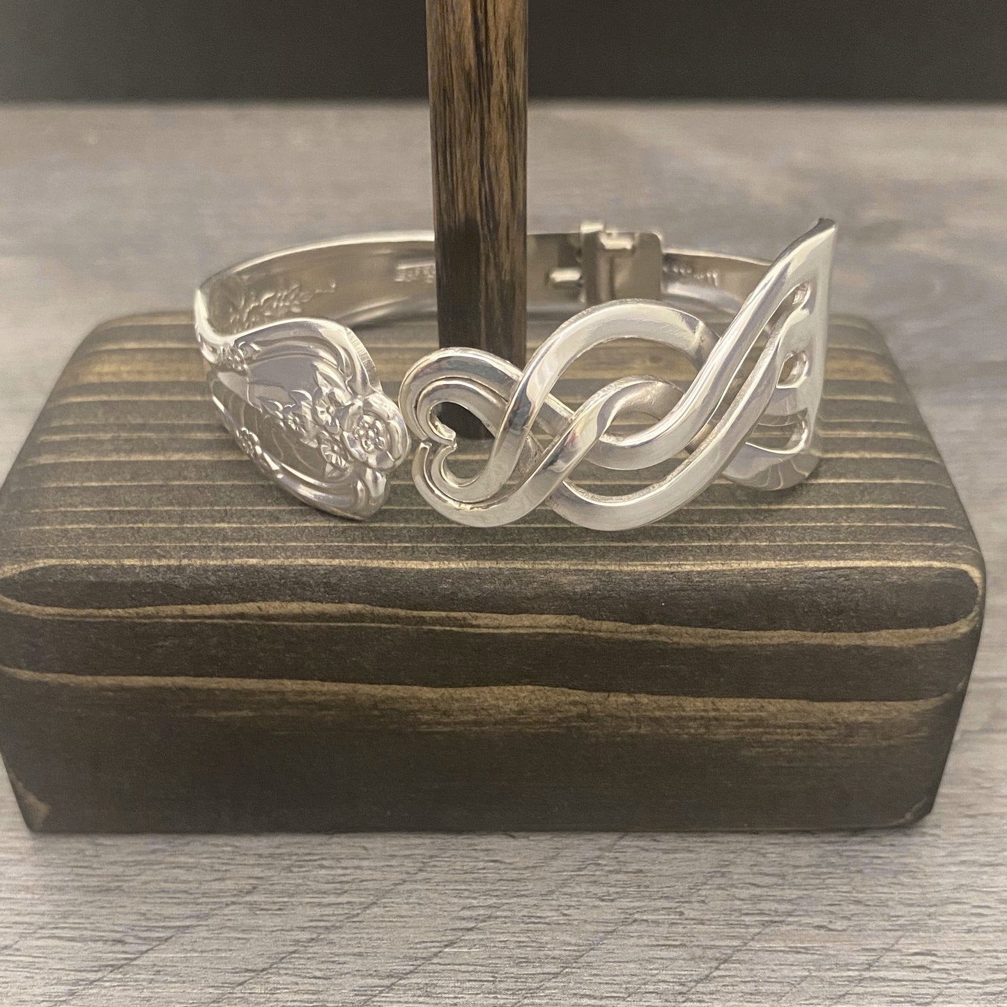 'Harmony' Heart Within a Heart Silver Fork Bracelet