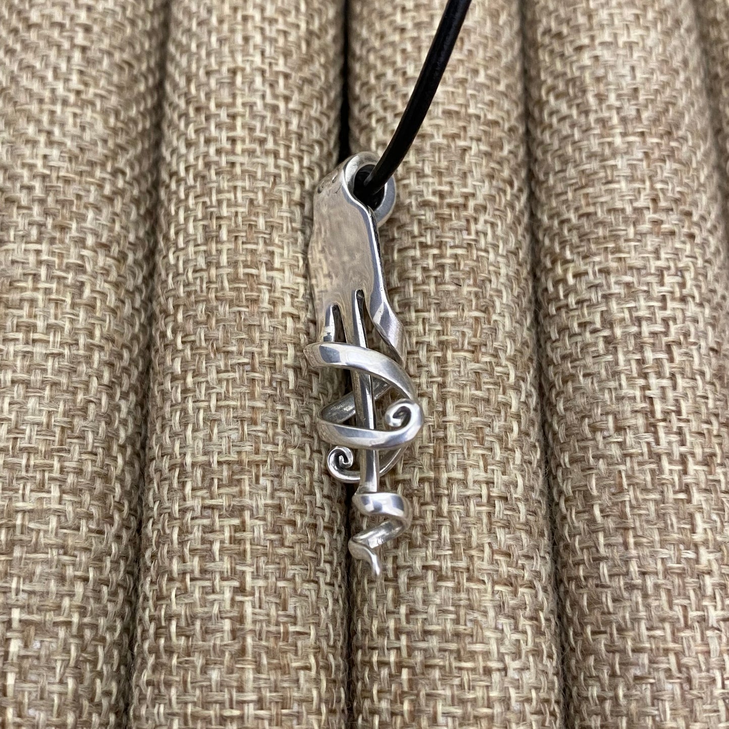 'Ribbon Dancing' Sterling Scroll Fork Necklace