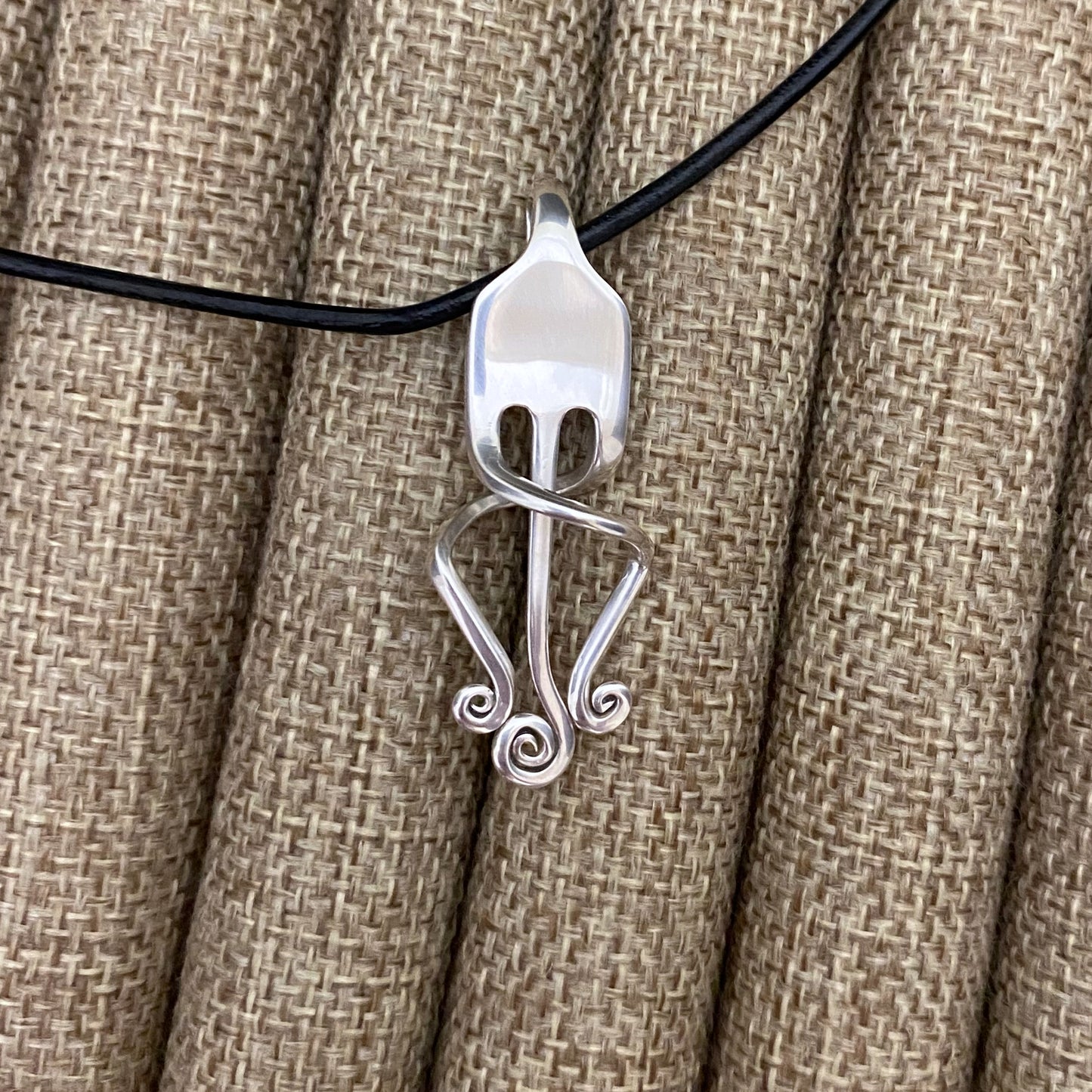 'Tranquility' Sterling Silver Spiral Fork Necklace