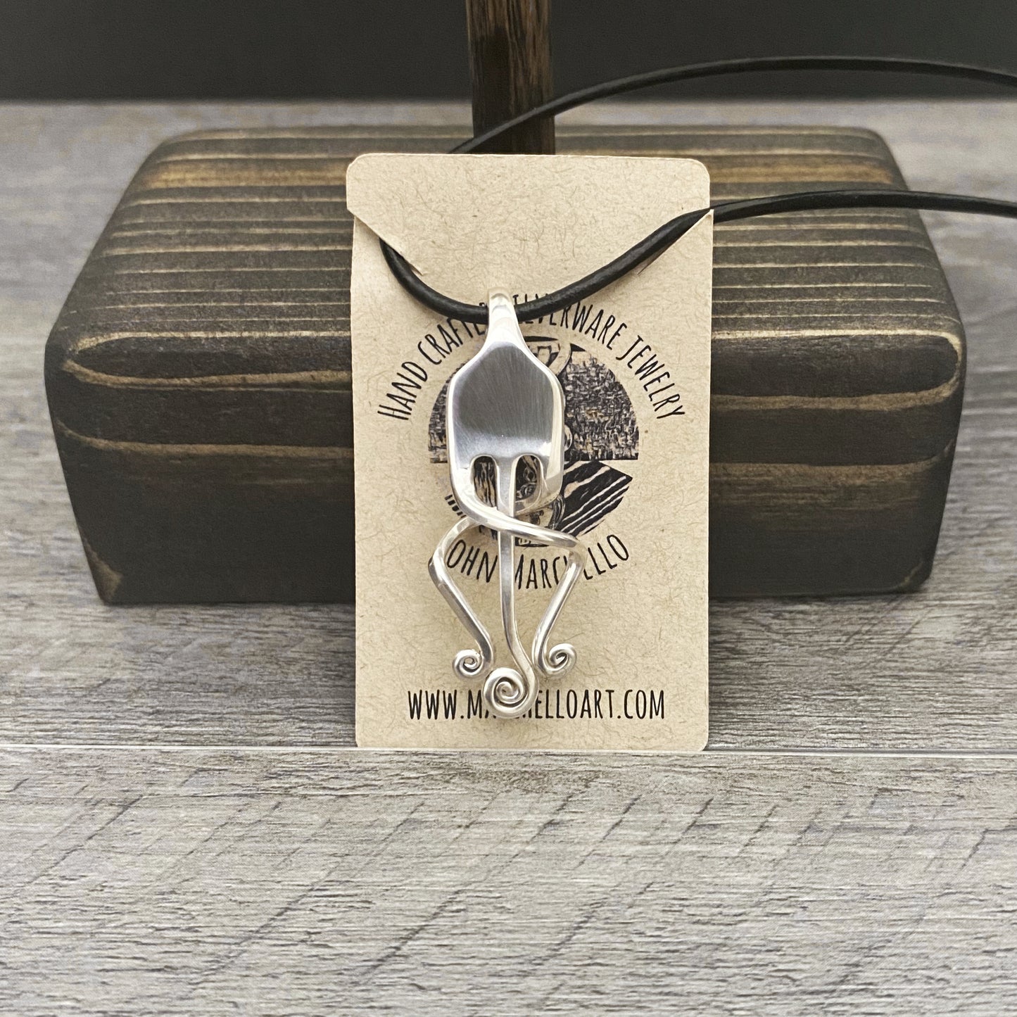 'Tranquility' Sterling Silver Spiral Fork Necklace