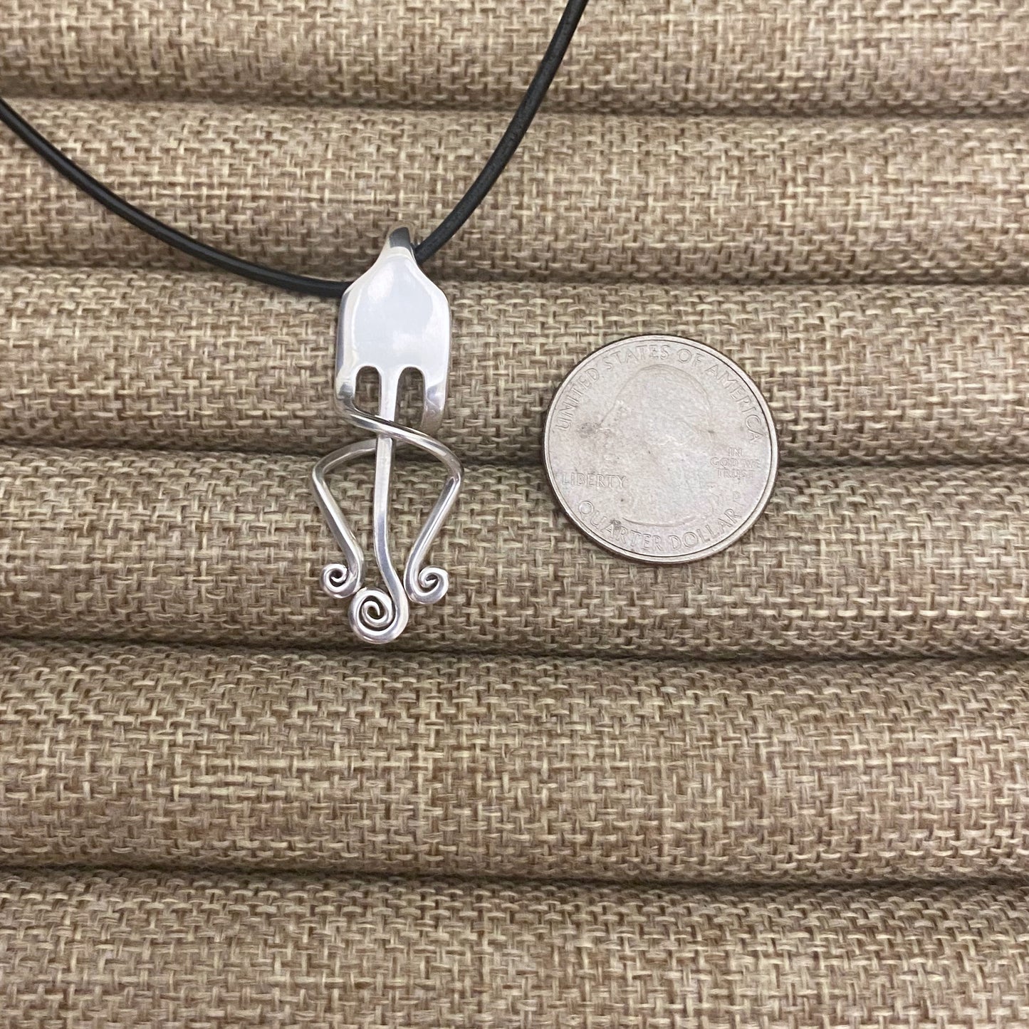 'Tranquility' Sterling Silver Spiral Fork Necklace