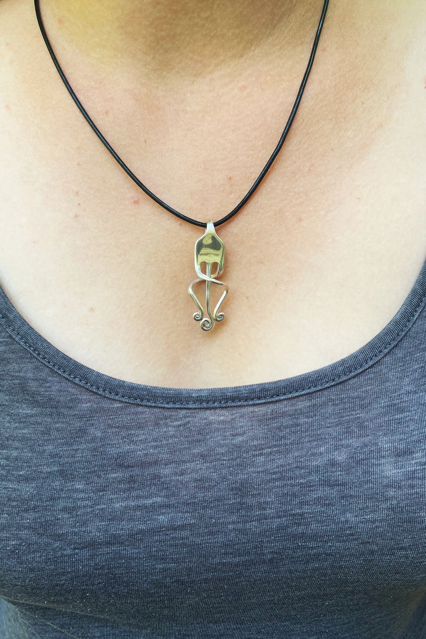 'Tranquility' Sterling Silver Spiral Fork Necklace