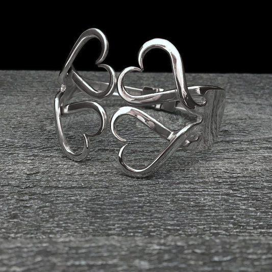 Double Heart Double Fork Bracelet